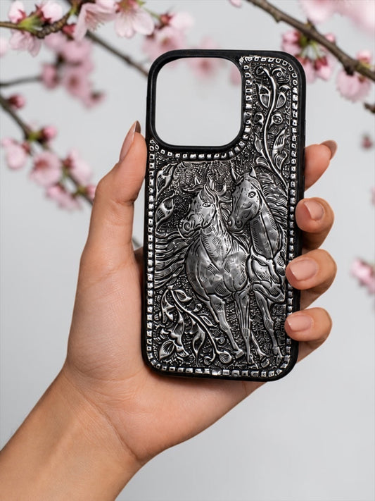 ZILVIQ Handcrafted Galloping Horses Luxury iPhone Case
